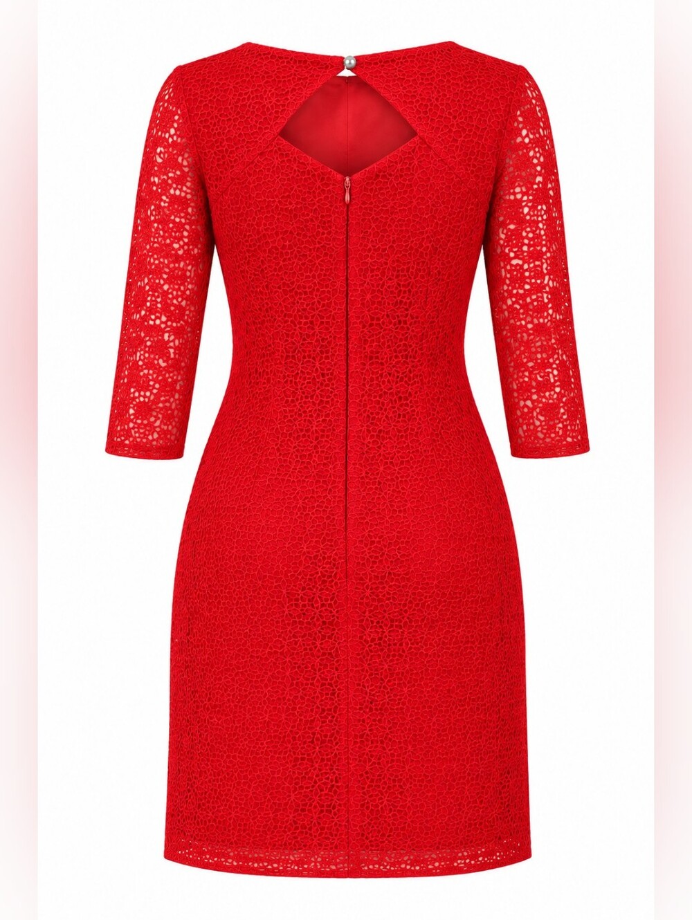 Trina Turk Red Lace Shift Dress Cutout Back Size 6 - Picture 3 of 8